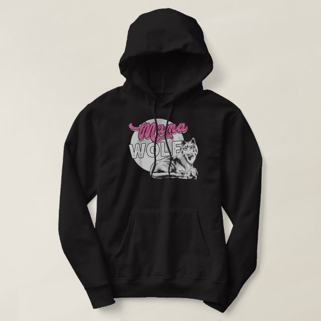 Sudadera Mama Wolf protege a su pequeña camiseta (Diseño del anverso)