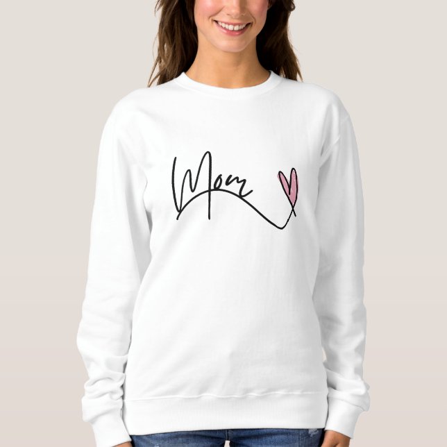 Sudadera Mamá Word Hermosa fuente con escritura de corazón  (Anverso)