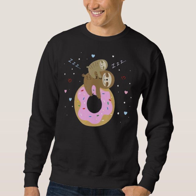 Sudadera Mamá y bebé Sloth en Donut Lazy Sloth (Anverso)