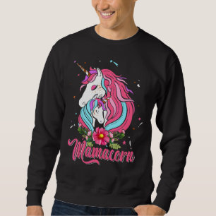 Sudadera Mamacorn Cute Unicorns Familia Flowers Feliz Madre