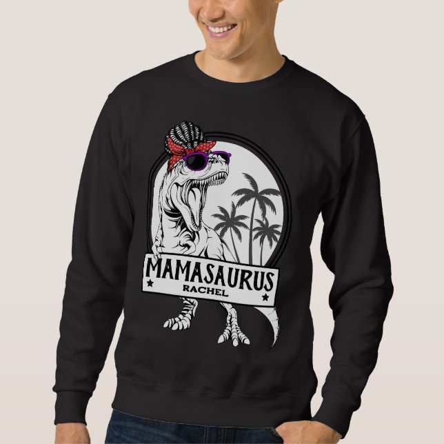 Sudadera Mamasaurus Mom T rex Dino Funny Nombre personaliza (Anverso)