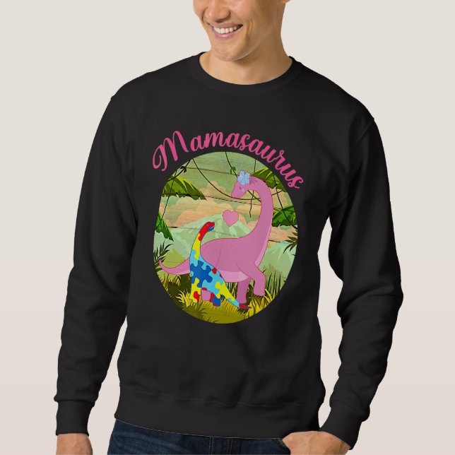 Sudadera Mamasaurus T Rex Dinosaur Mama Saurus Autism Aware (Anverso)