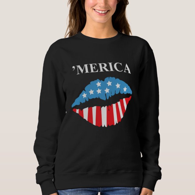 Sudadera mancha de lápiz labial de la bandera norteamerican (Anverso)