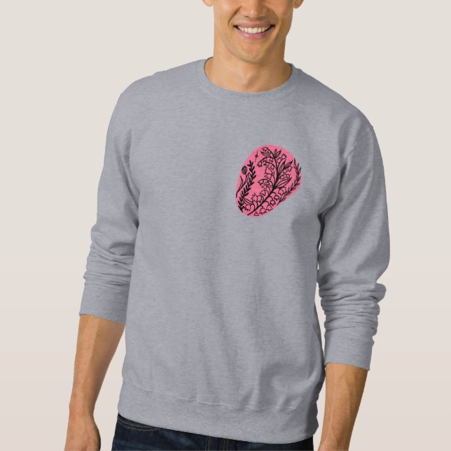 Sudadera Mancha de pintura boho abstracta con flores silves (Anverso)