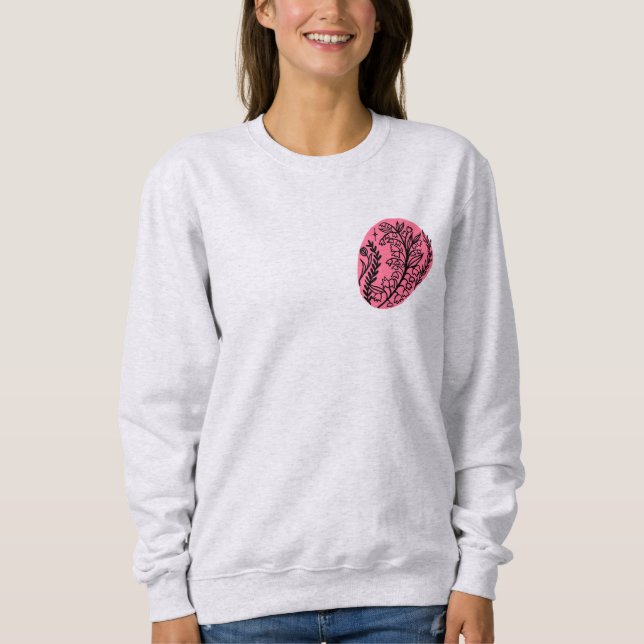 Sudadera Mancha de pintura boho abstracta con flores silves (Anverso)