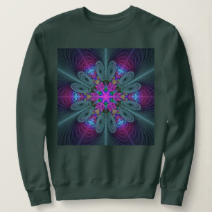 Sudadera Mandalá Colorido Arte Espiritual Fractal Con Rosa