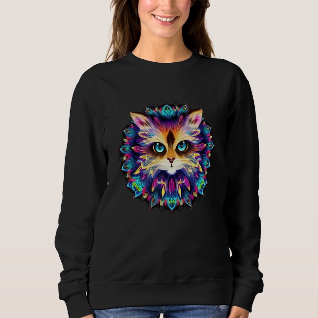 Sudadera Mandala con un lindo retrato de gato (Anverso)