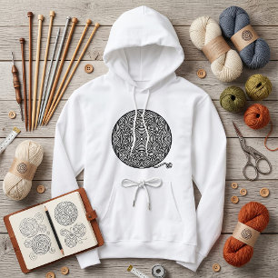 Sudadera Mandalá de Bola de Hilo en Blanco y Negro