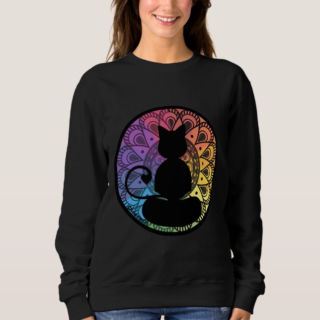 Sudadera Mandala de gato de yoga (Anverso)