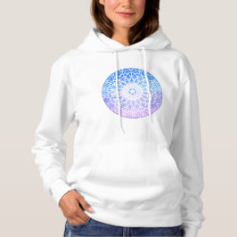 Sudadera Mandala floral espacial de azul, blanco y púrpura