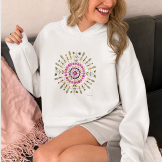 Sudadera Mandalá floral l Obra de arte de flores prensadas