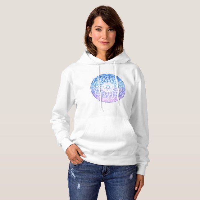 Sudadera Mandala Floral Morado, Blanco Y Azul (Anverso completo)