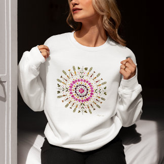 Sudadera Mandalá floral único Arte de flores prensadas