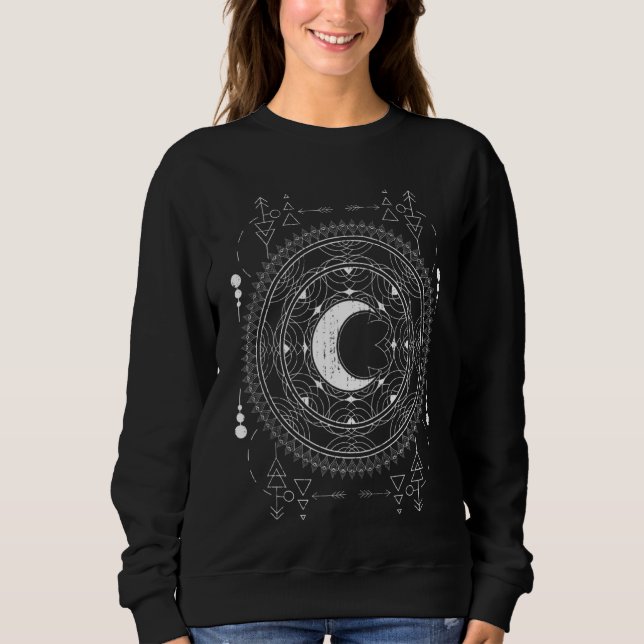 Sudadera Mandala Moon Wiccan Witch Blackcraft Pagan Occult (Anverso)
