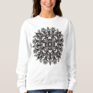 Sudadera Mandalas de Hongos Alucinógenos en Blanco y Negro