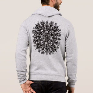 Sudadera Mandalas de Hongos Alucinógenos en Blanco y Negro