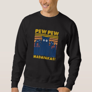 Sudadera Mando de juego vintage Cat Gaming Pew Pew Madafaka