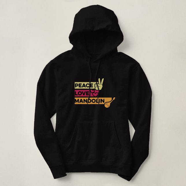 Sudadera Mandolin Lover Peace Love Mandolin Maestro (Diseño del anverso)
