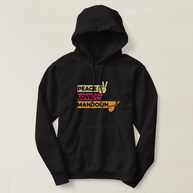 Sudadera Mandolin Lover Peace Love Mandolin Maestro (Diseño del anverso)