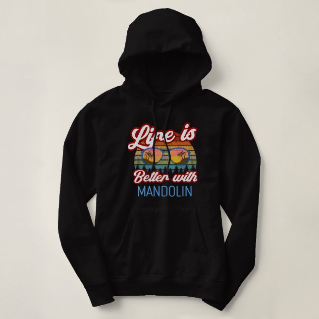 Sudadera Mandolin Lover Retro Sunset Design Life es mejor (Diseño del anverso)
