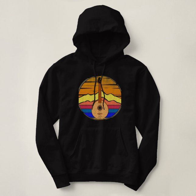 Sudadera Mandolin Lover Vintage Mandolin Retro Sunset Funny (Diseño del anverso)