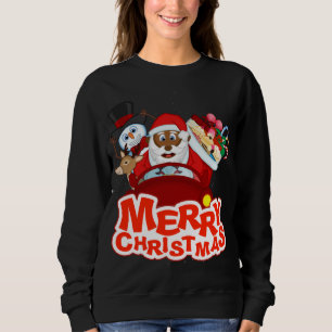 Sudadera Manejando Black Merry Christmas Santa, Snowman, Y