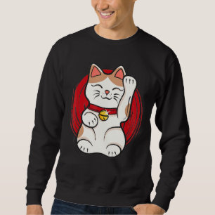 Sudadera Maneki Neko Lucky Cat Estatua ondeando estilo japo
