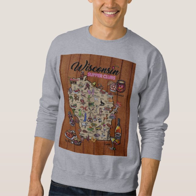 Sudadera Manga larga - Mapa LG - Mapa Wisconsin Supper Club (Anverso)