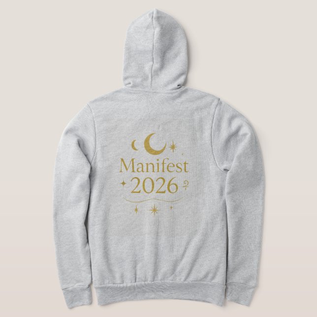 Sudadera Manifest 2026 con Luna y Estrellas Dorada (Distribución Reverso )