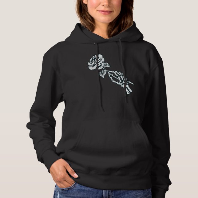 Sudadera Mano de esqueleto de rosa mágica oculta (Anverso)