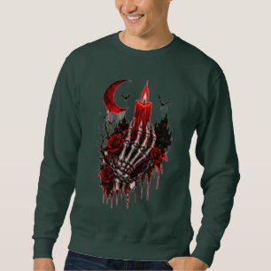 Sudadera Mano de esqueleto gótico vela luna Halloween terro