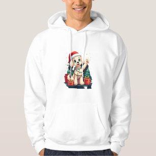 Sudadera Mano de la paz divertida Poodle Luces de Navidad M
