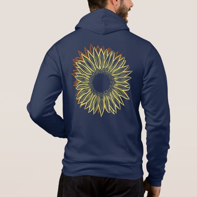 Sudadera Mano de luz floral de girasol rústico (Reverso)