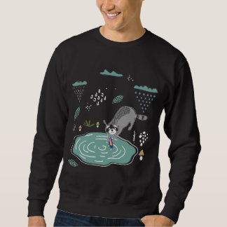 Sudadera Mano divertida llevó a Raccoon a lavar un zapato e