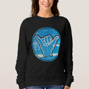 Sudadera Mano suelta, Shaka Aloha Surf con Ocean Backgr