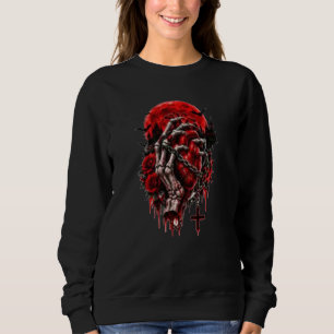 Sudadera Manos de esqueleto gótico rosas rojas Halloween ho