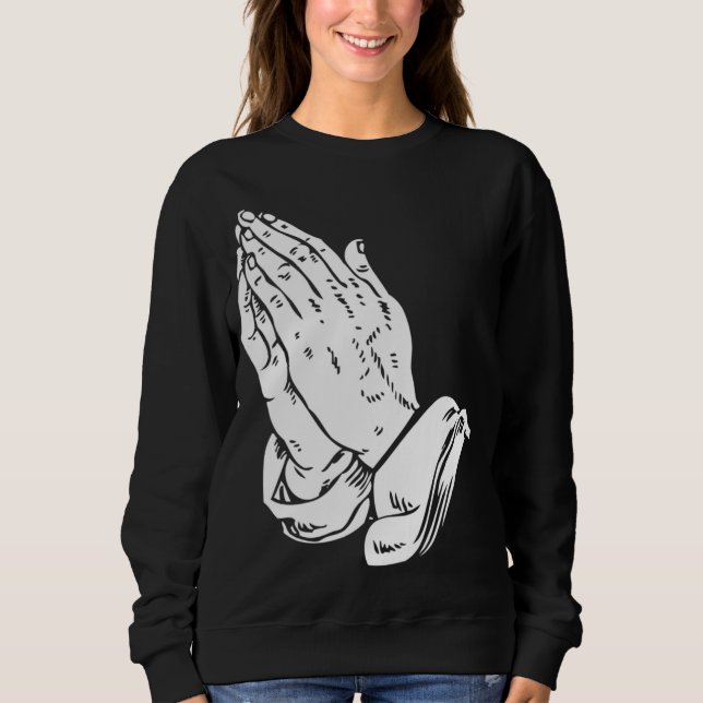 Sudadera Manos de oración - Jesús religioso cristiano de Gu (Anverso)