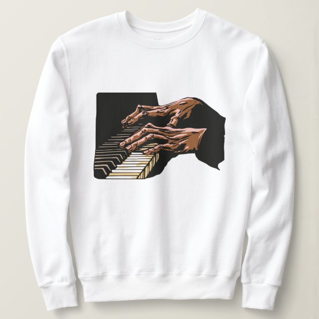 Sudadera Manos de Pianista Tocando el Piano –  (Anverso del diseño)