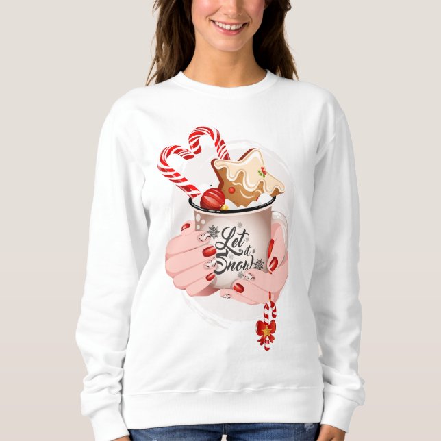 Sudadera Manos sujetando la fresca taza de chocolate calien (Anverso)