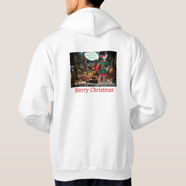 Sudadera mans hoodie. Feliz Navidad. fennec fox/elf (Reverso)
