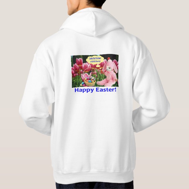 Sudadera mans hoodie. Feliz Pascua. (Reverso)