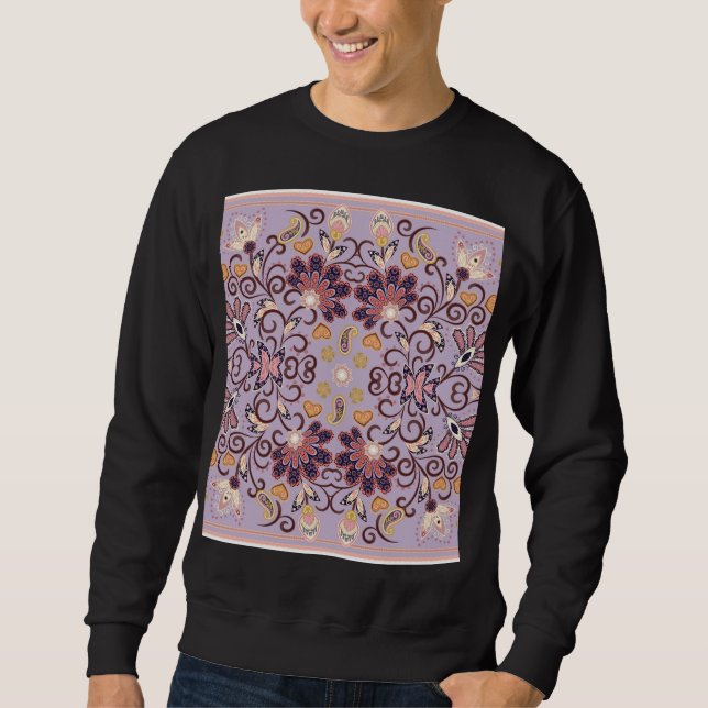Sudadera Manteles florales indios: adorable patrón pastel (Anverso)