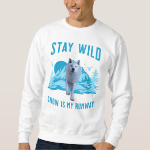 Sudadera Mantén Fiero Lobo Blanco Pista de Nieve