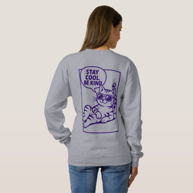 Sudadera Mantén la Calma Sé Amable Gato Positividad (Reverso completo)