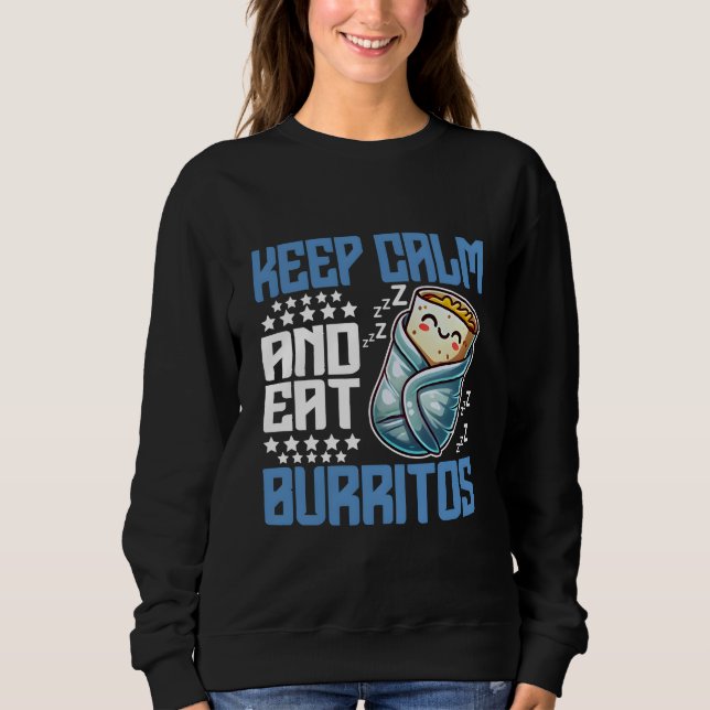 Sudadera mantener la calma y comer burritos (Anverso)