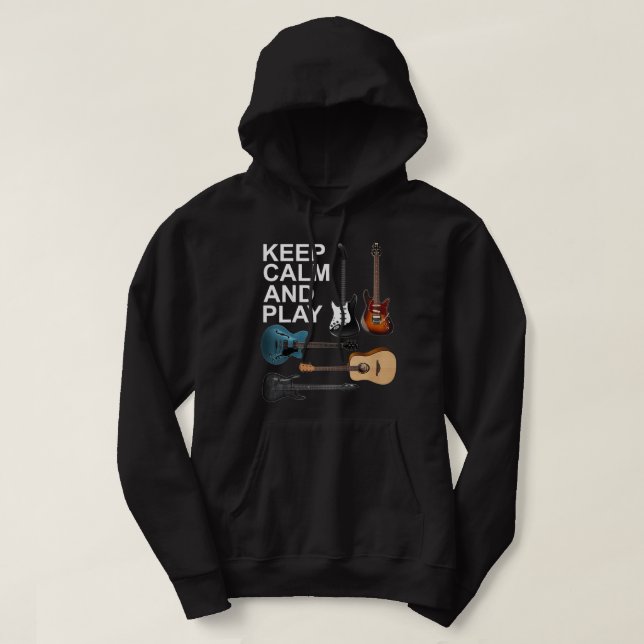 Sudadera Mantener La Calma Y Jugar Guitarras Eléctricas Bas (Diseño del anverso)