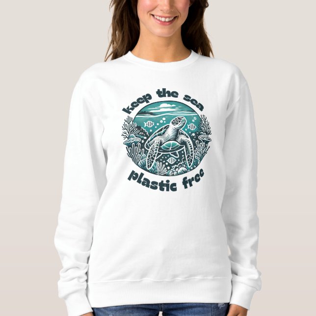 Sudadera Mantener libre el plástico marino (Anverso)