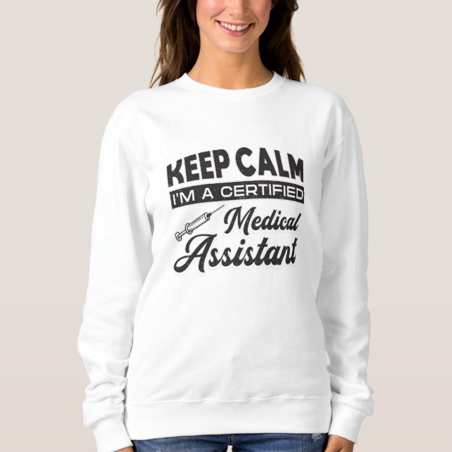 Sudadera Mantener tranquilo al asistente médico Médica Medi (Anverso)