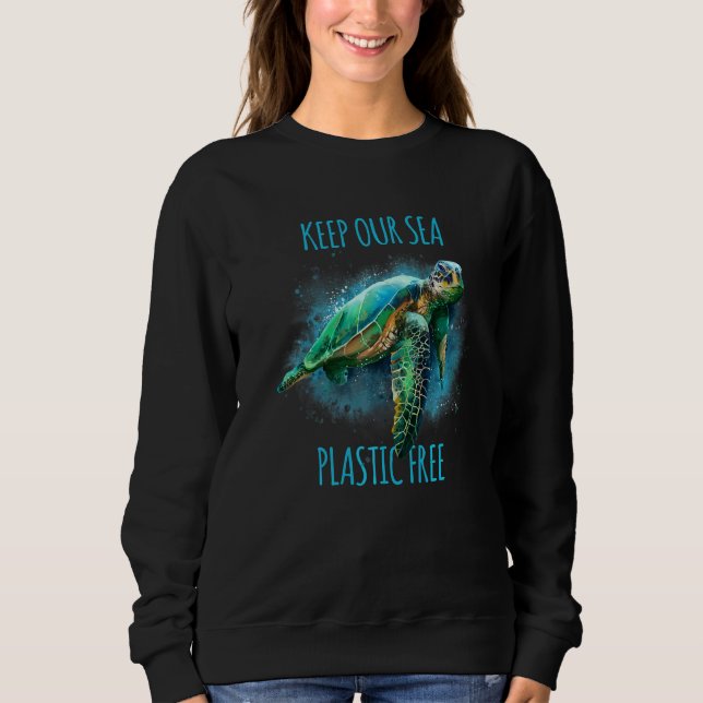 Sudadera Mantengan Nuestro Plástico Marítimo Libre, Salven  (Anverso)