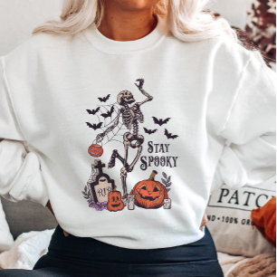 Sudadera Manténgase con miedo esqueleto y calabaza